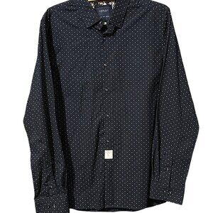 Cactus‎ Man Ricky Singh Men’s Shirt Large Navy Polka Dot Long Sleeve Button-Up